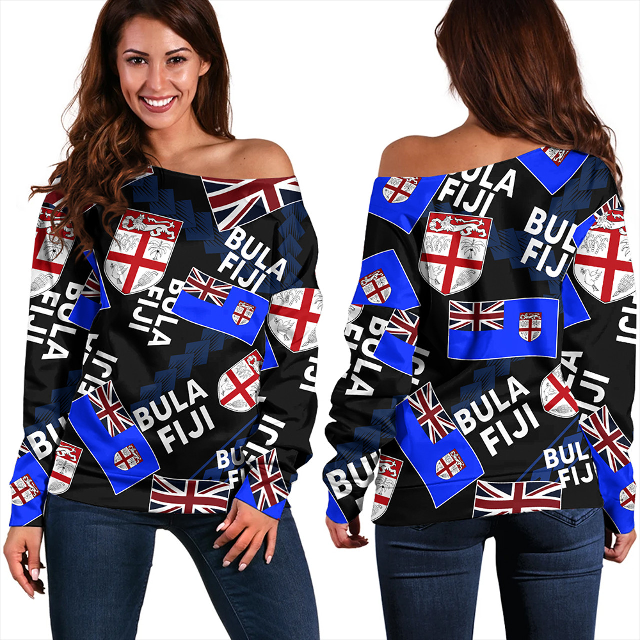 Fiji Off Shoulder Sweatshirt Flag Outfit Free Style