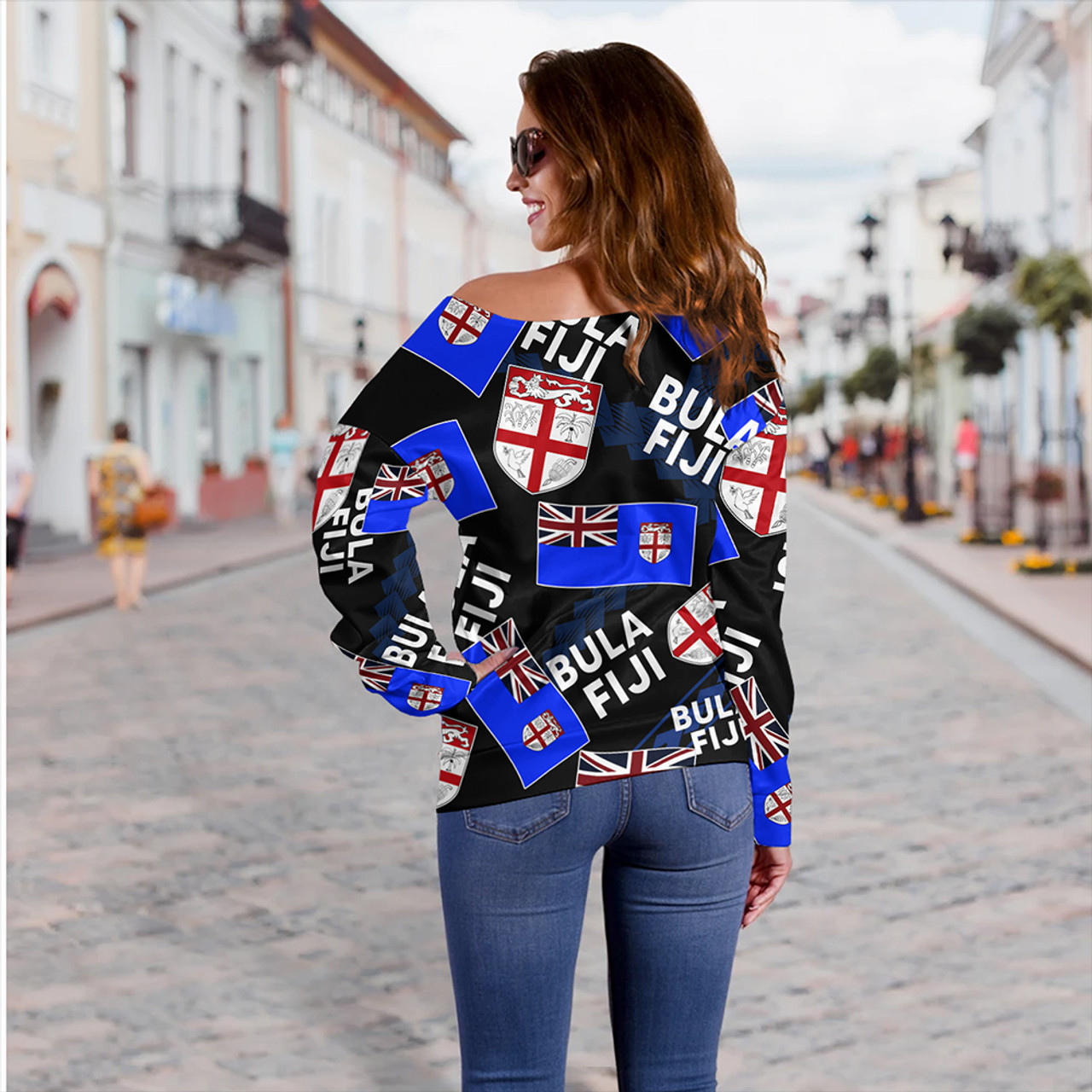 Fiji Off Shoulder Sweatshirt Flag Outfit Free Style