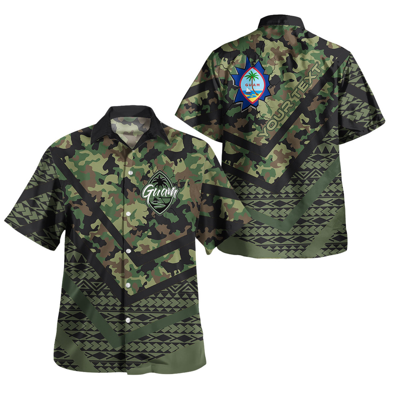 Guam Short Sleeve Shirt - Custom Guam Camo Deluxe Polynesian Tattoo