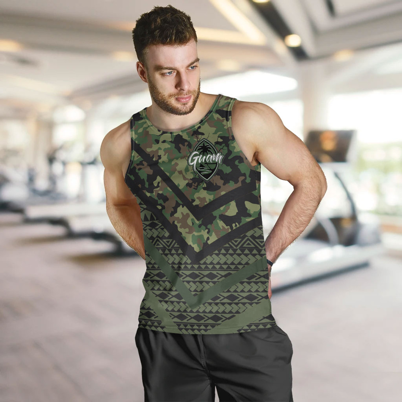 Guam Men Tank Top - Custom Guam Camo Deluxe Polynesian Tattoo