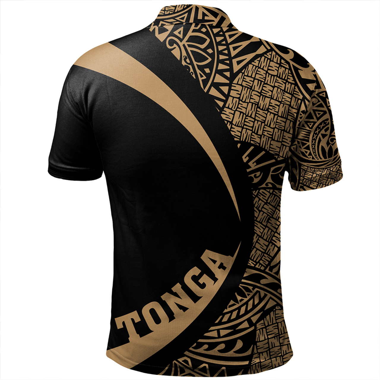 Tonga Polo Shirt Coat Of Arm Lauhala Gold Ver 2 Circle