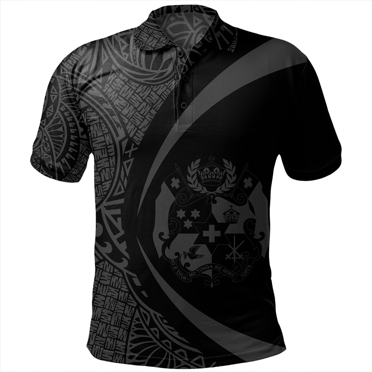 Tonga Polo Shirt Coat Of Arm Lauhala Gray Ver 2 Circle