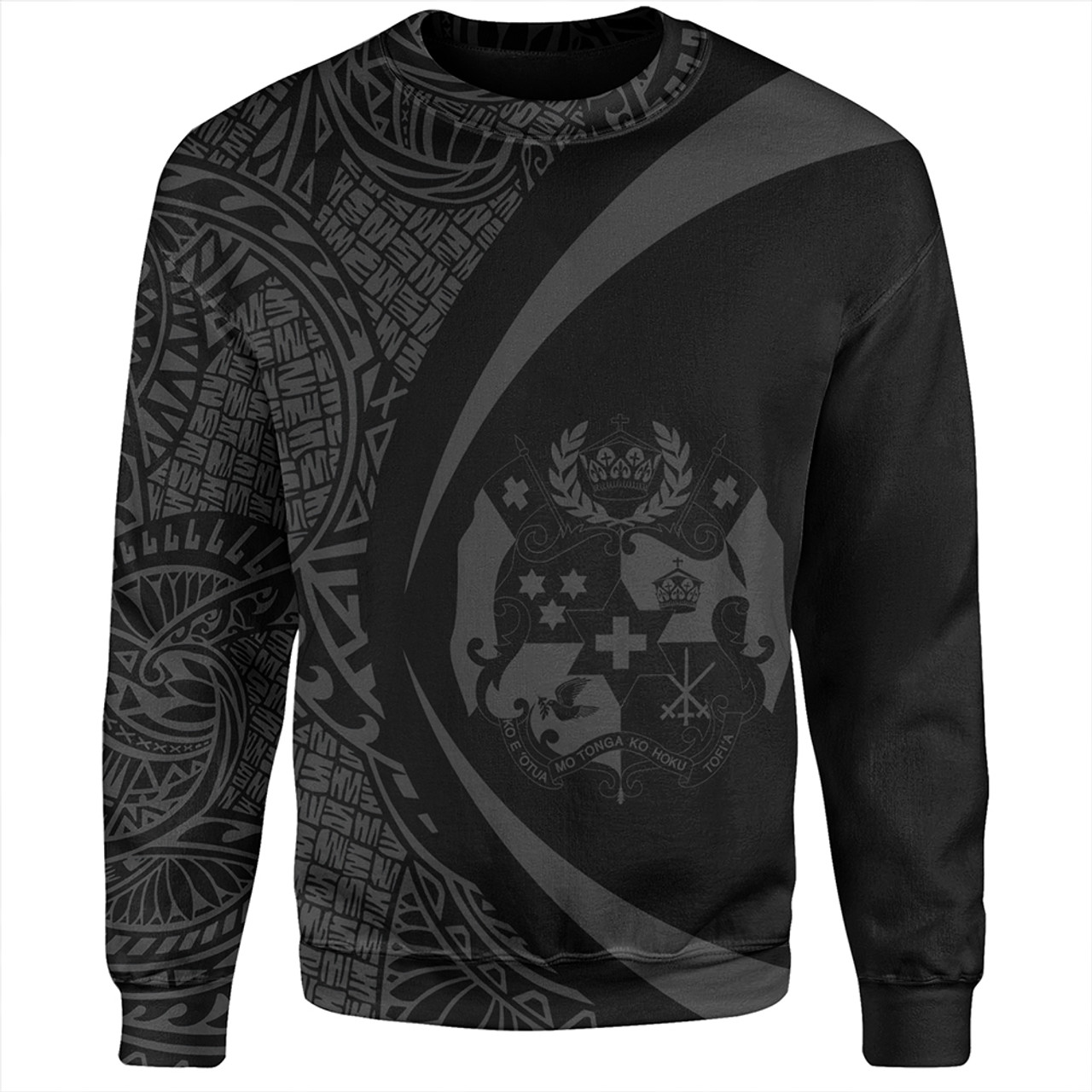 Tonga Sweatshirt Coat Of Arm Lauhala Gray Ver 2 Circle