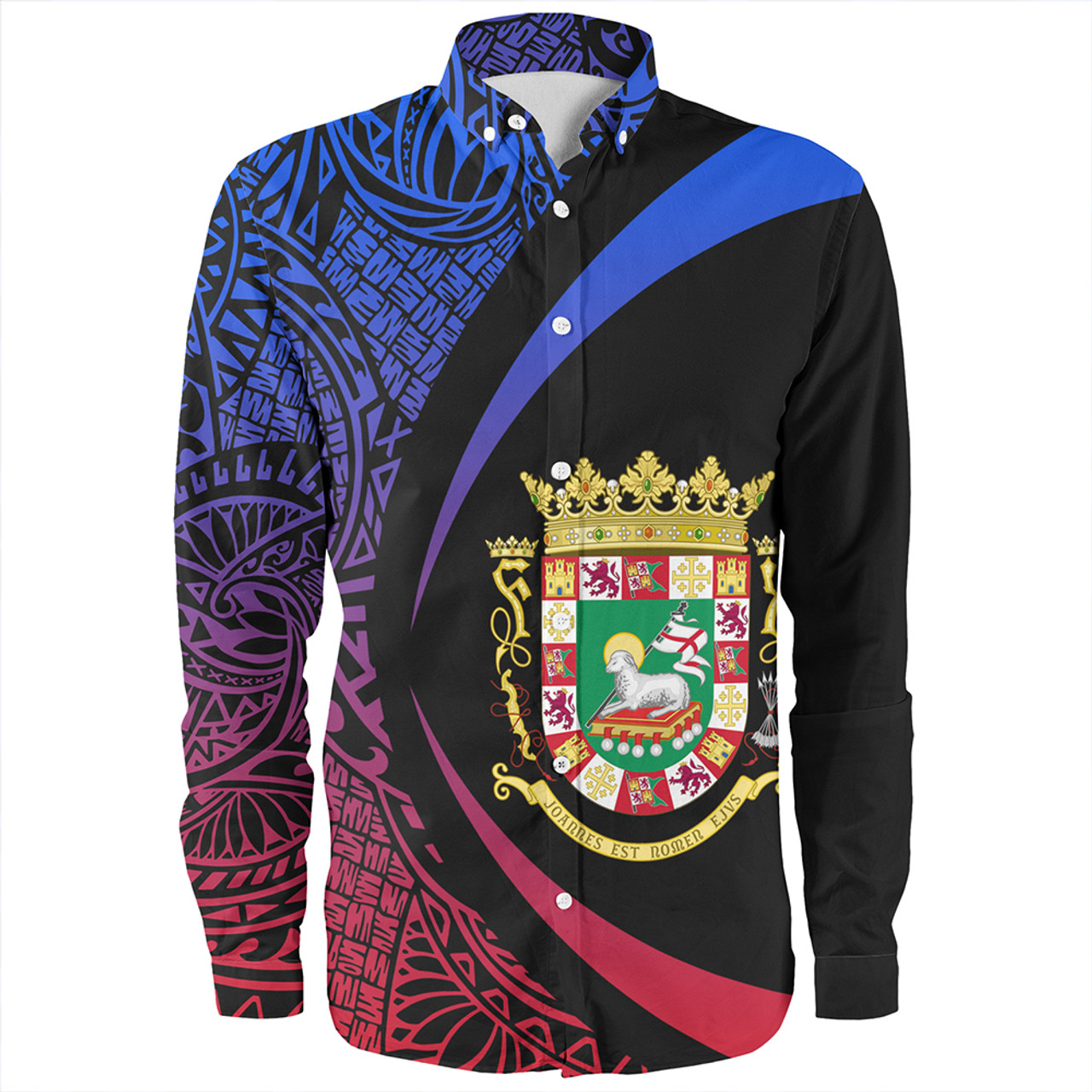 Puerto Rico Long Sleeve Shirt Coat Of Arm Lauhala Circle