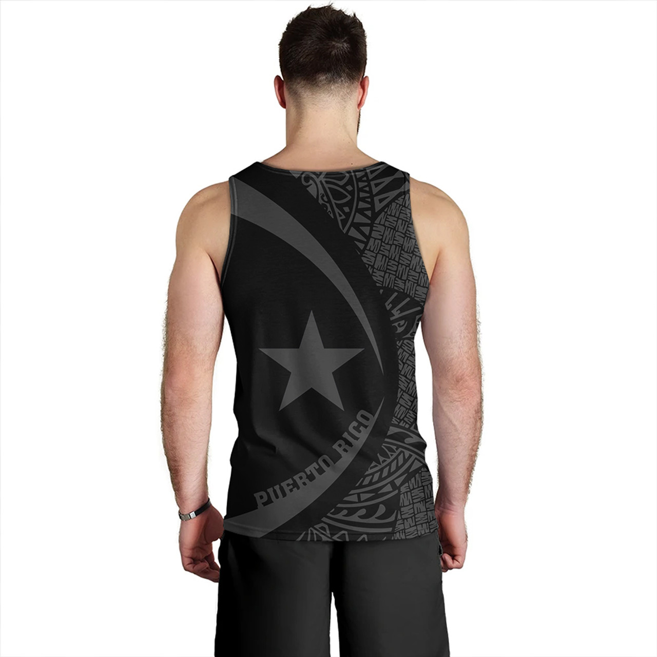 Puerto Rico Tank Top Coat Of Arm Lauhala Gray Circle