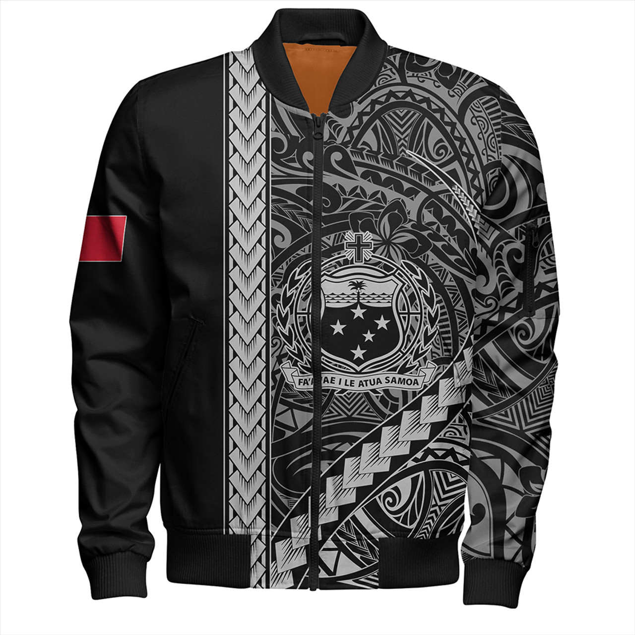 Samoa Bomber Jacket Tribal Polynesian Coat Of Arms White