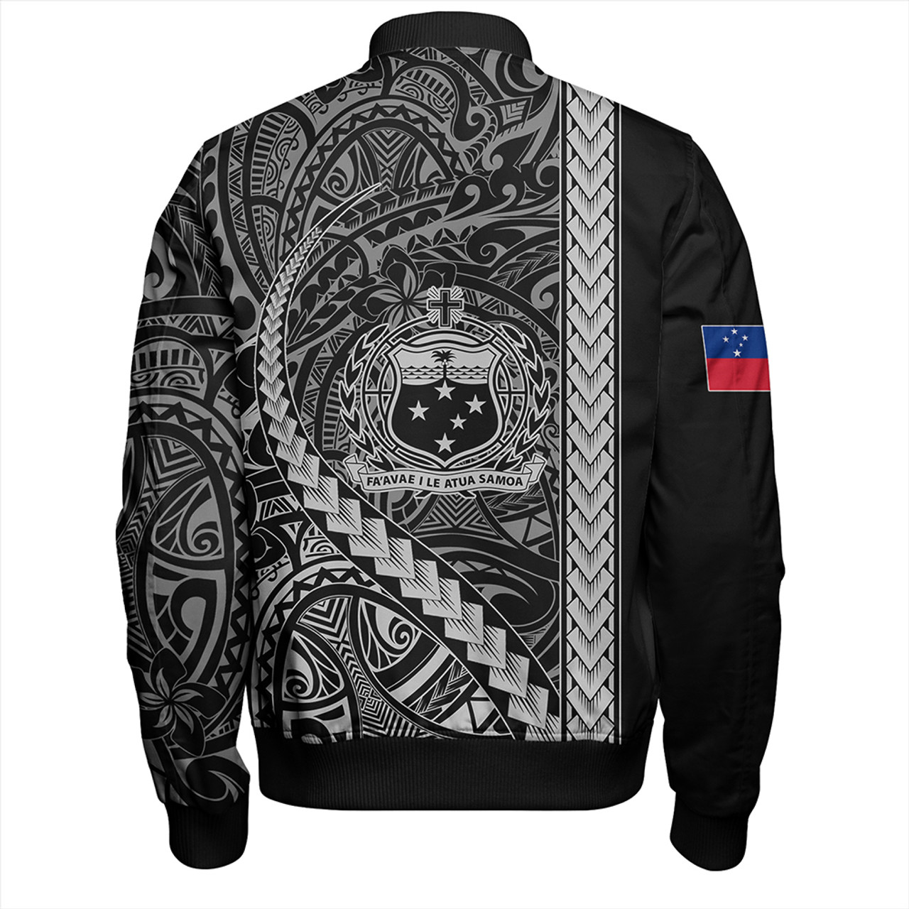 Samoa Bomber Jacket Tribal Polynesian Coat Of Arms White