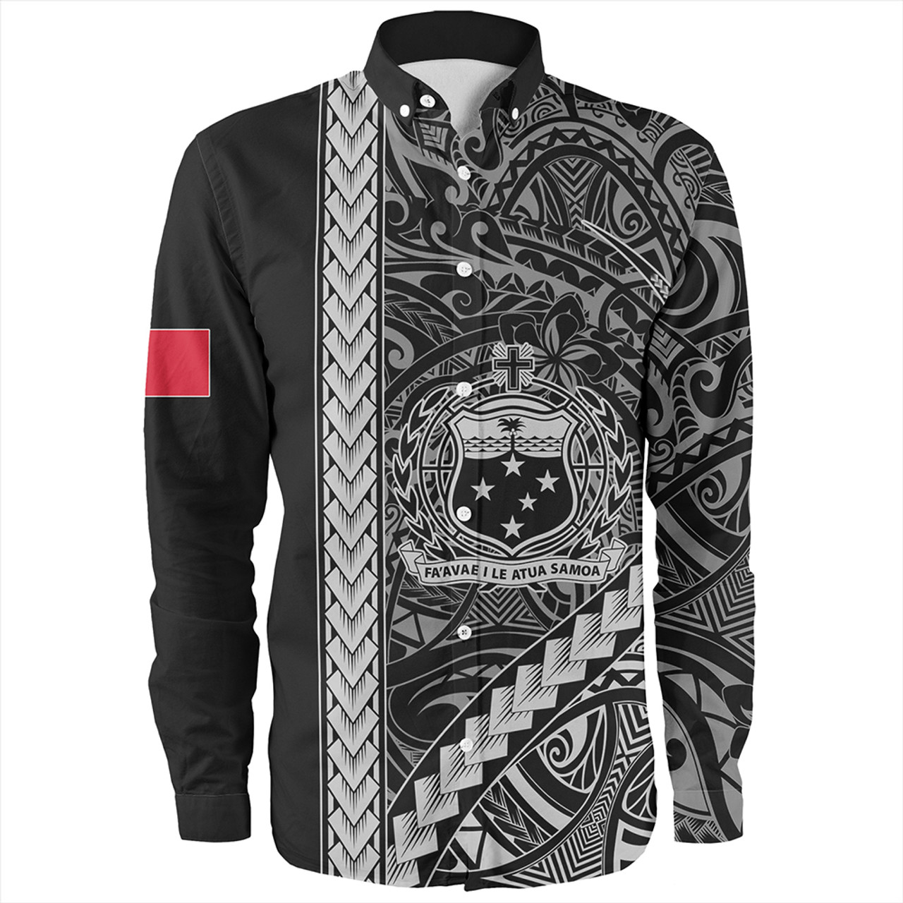 Samoa Long Sleeve Shirt Tribal Polynesian Coat Of Arms White