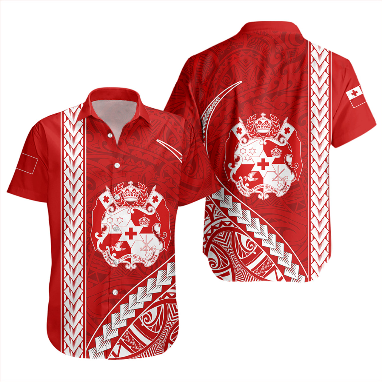 Tonga Short Sleeve Shirt Tribal Polynesian Coat Of Arms