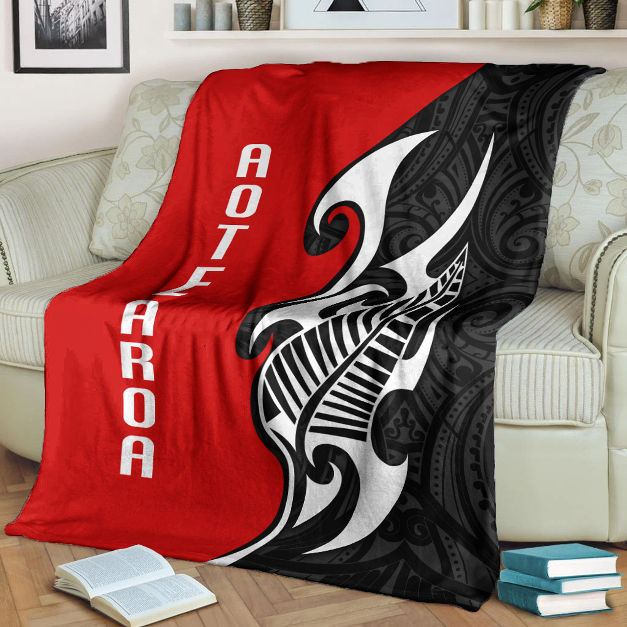 New Zealand Premium Blanket - Aotearoa Silver Fern Maori