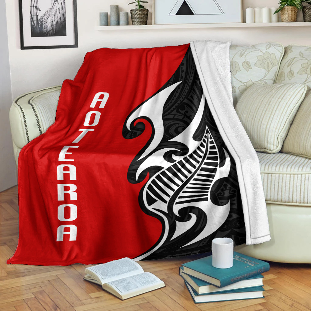 New Zealand Premium Blanket - Aotearoa Silver Fern Maori