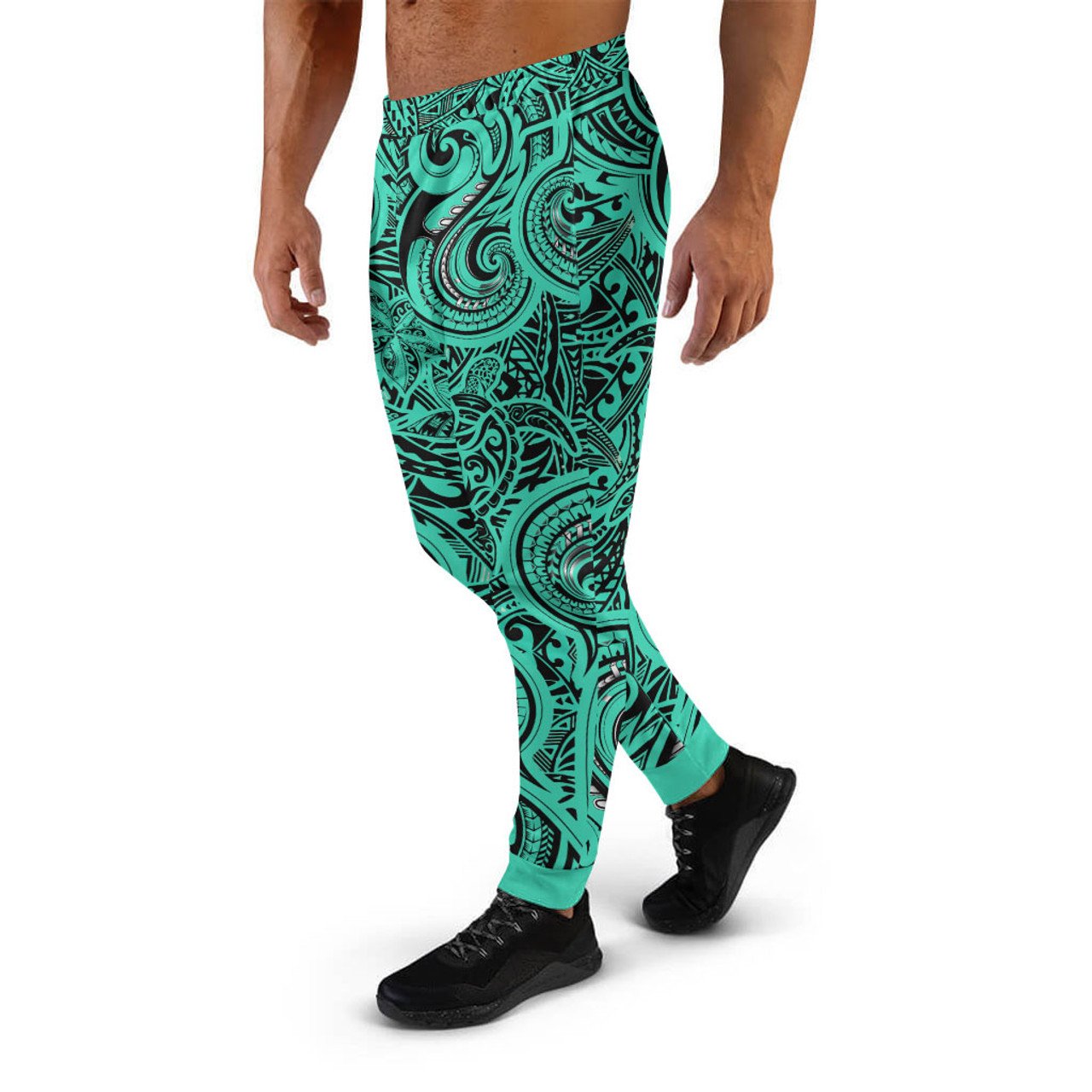 Polynesian Wave Jogger - Polynesian Wave  Tattoo With  With Sea Turtle And Hibiscus