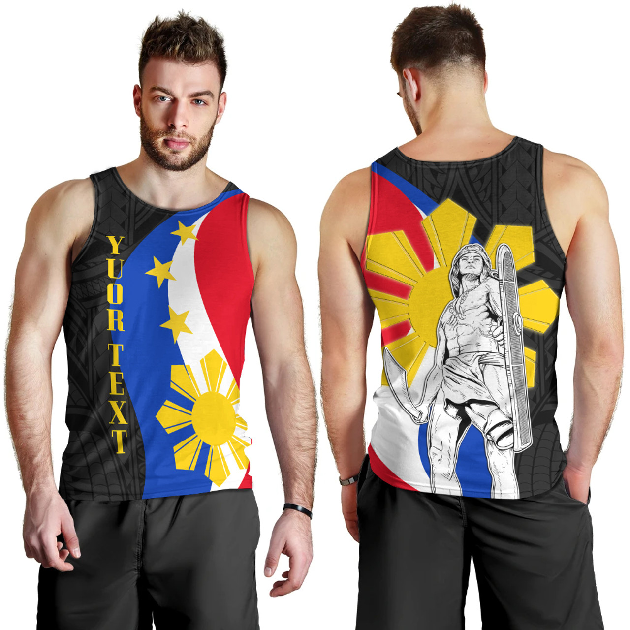 Philippines  Custom Personalised Men Tank Top - King Lapu-Lapu Polynesian Pattern