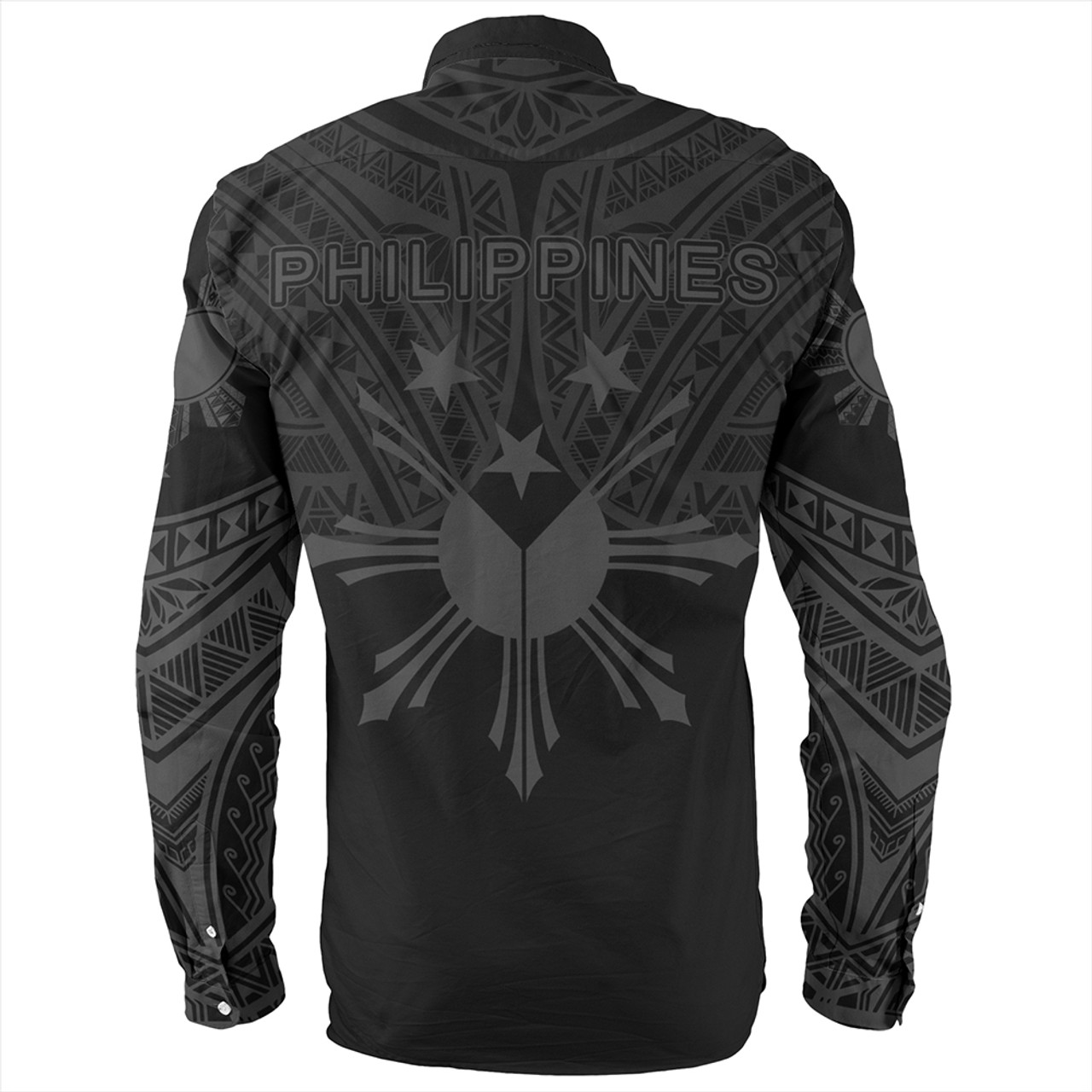 Philippines Long Sleeve Shirt Sun Star Warrior Style Gray