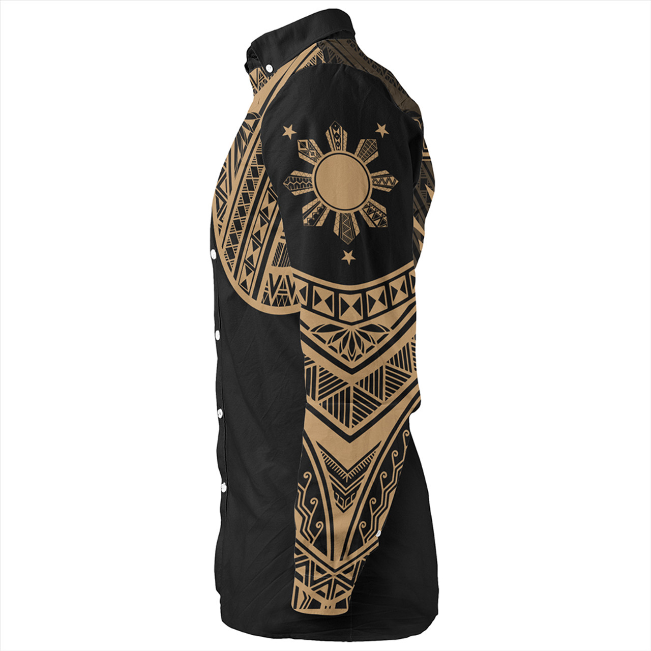 Philippines Long Sleeve Shirt Sun Star Warrior Style Gold