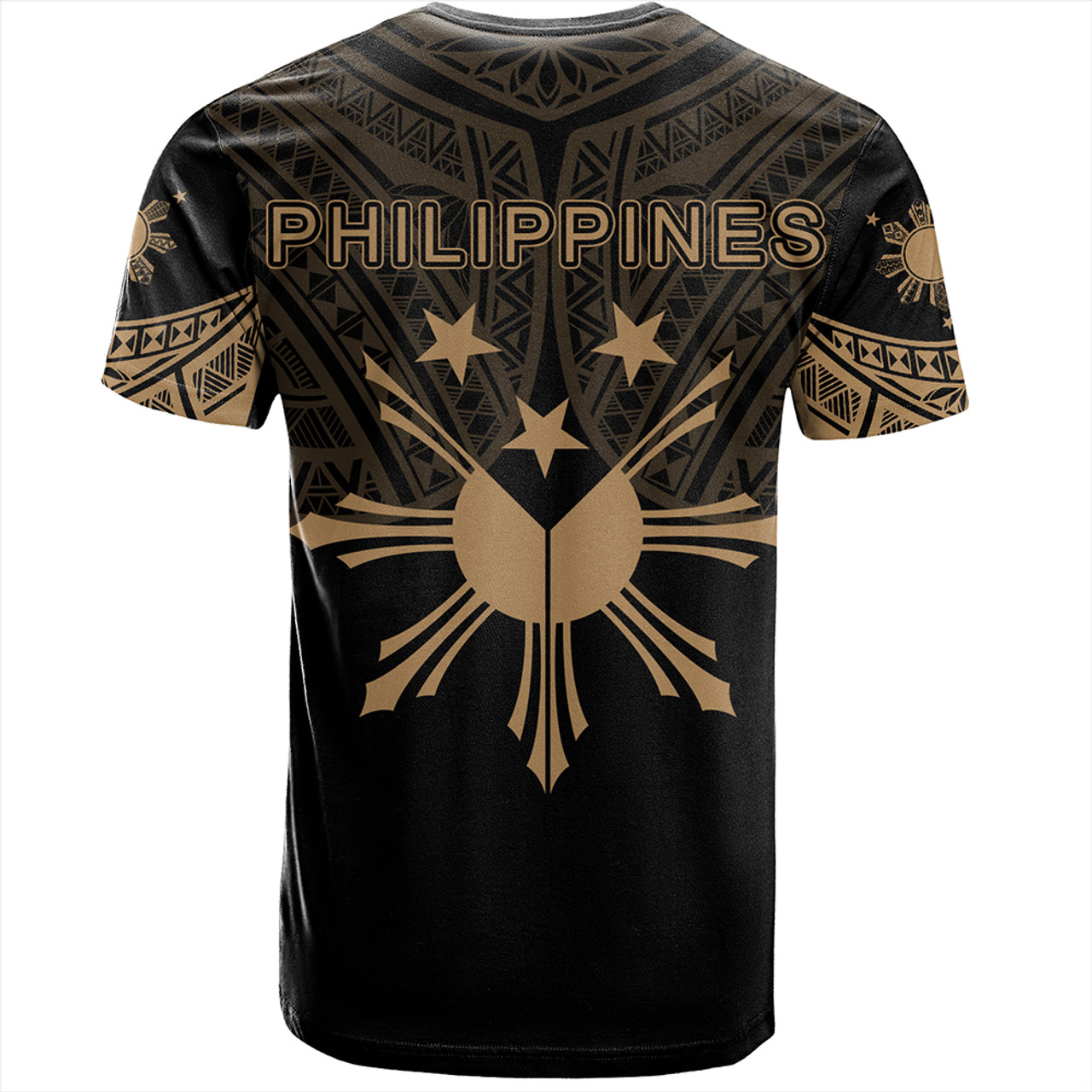 Philippines T-Shirt Sun Star Warrior Style Gold