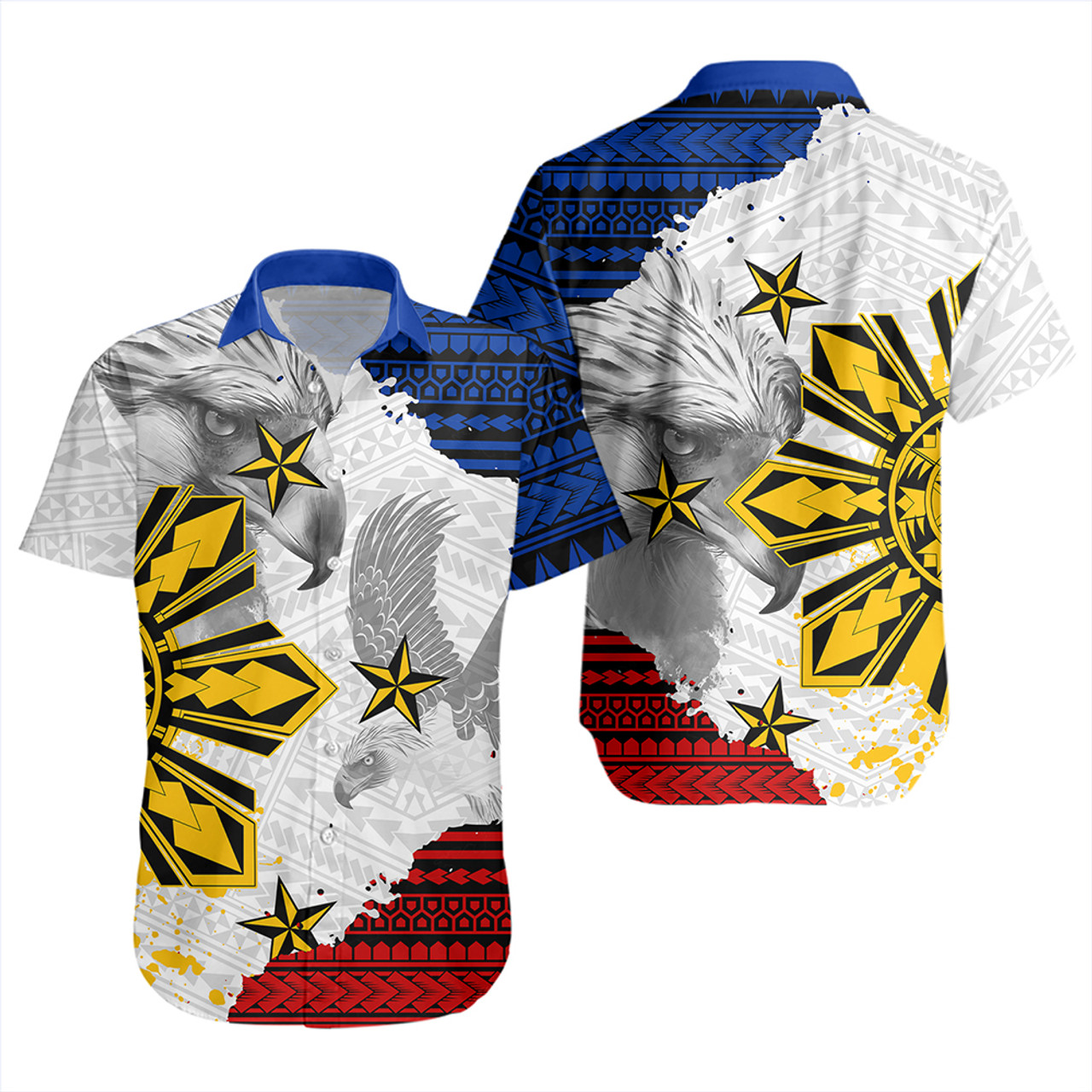 Philippines Short Sleeve Shirt Eagles Filipino Sun Flag Grunge Style