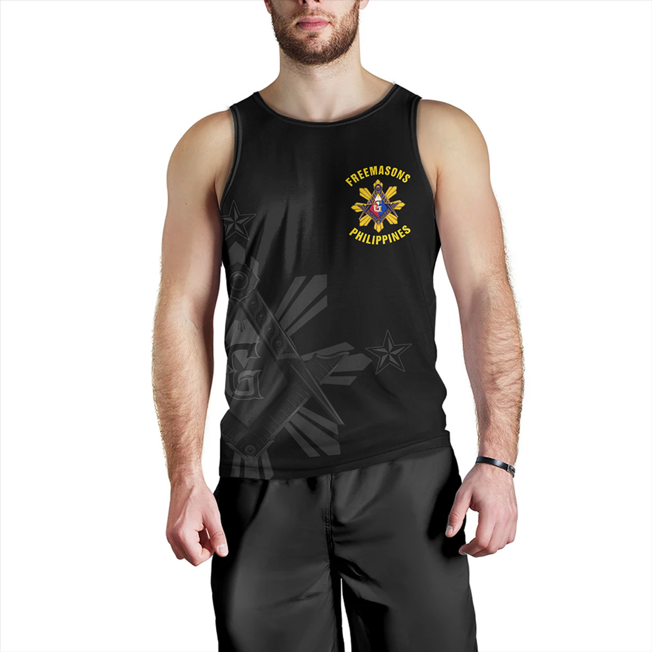 Philippines Tank Top Freemasons Filipino Star Letter Style