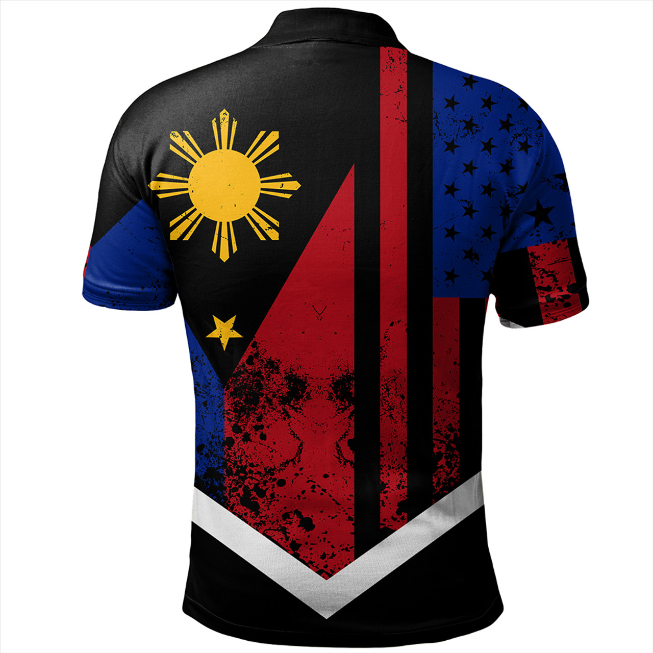 Philippines And American Polo Shirt Flag Half Concept Brush Style