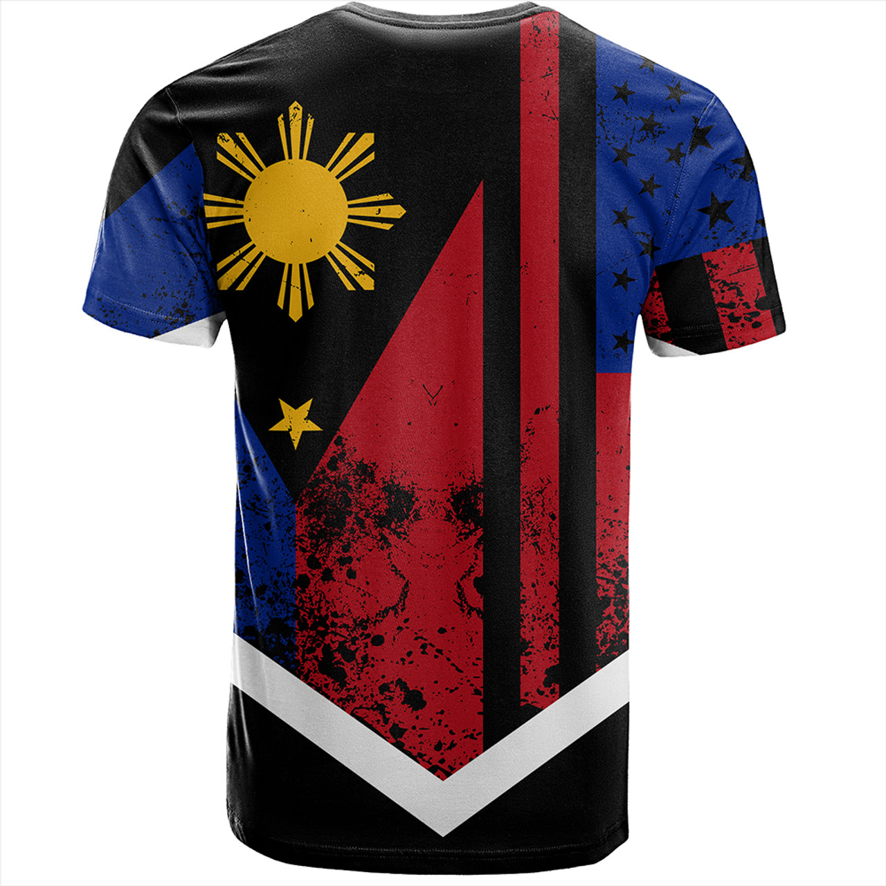 Philippines And American T-Shirt Flag Half Concept Brush Style