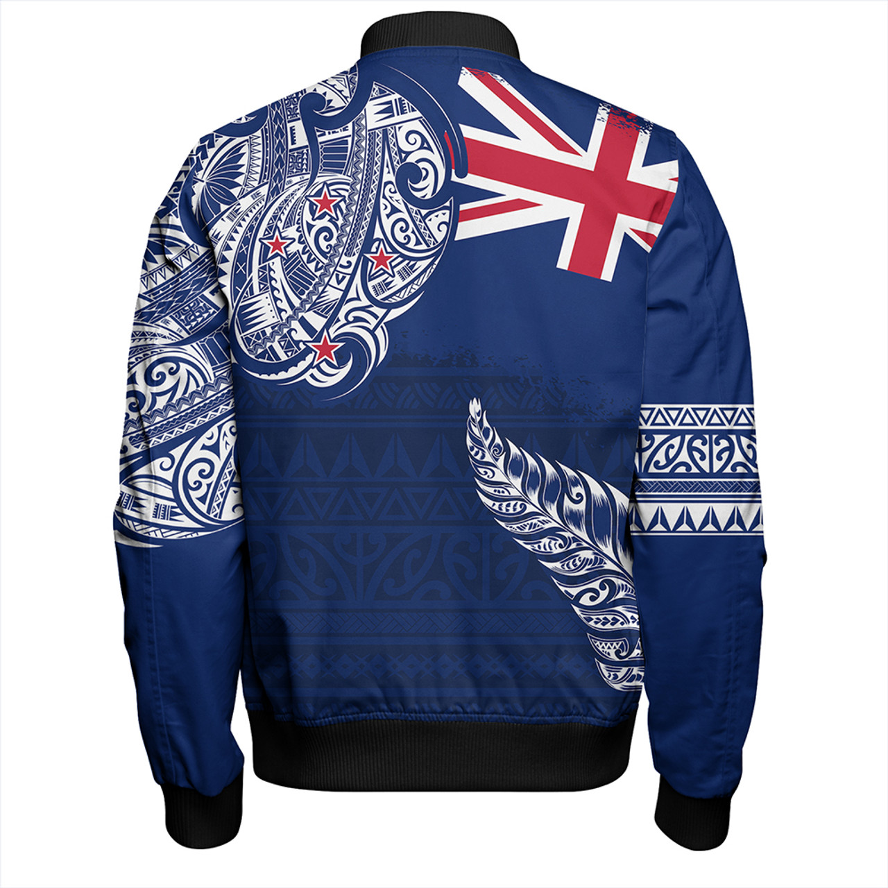 New Zealand Bomber Jacket Aotearoa Maori Tribal Flag With Silver Frern