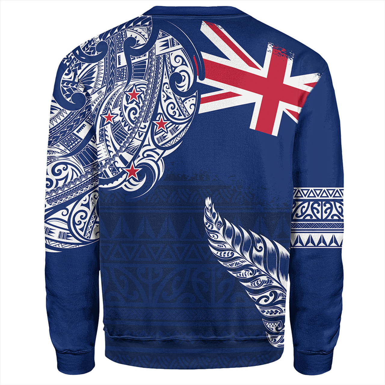 New Zealand Sweatshirt Aotearoa Maori Tribal Flag With Silver Frern