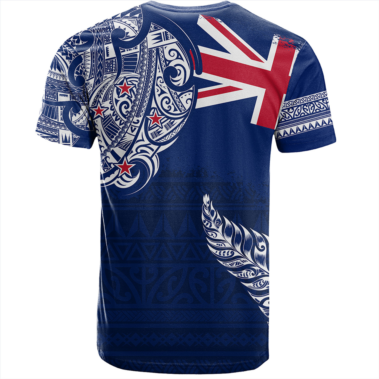 New Zealand T-Shirt Aotearoa Maori Tribal Flag With Silver Frern