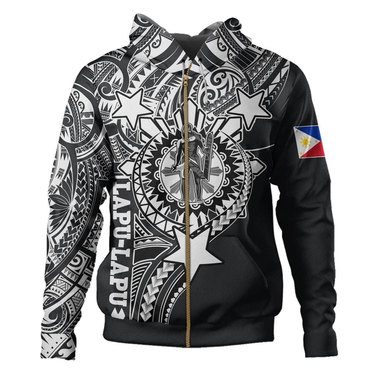 Philippines Custom Hoodie - Lapu-Lapu The King Of Cebu Polynesian Black Style