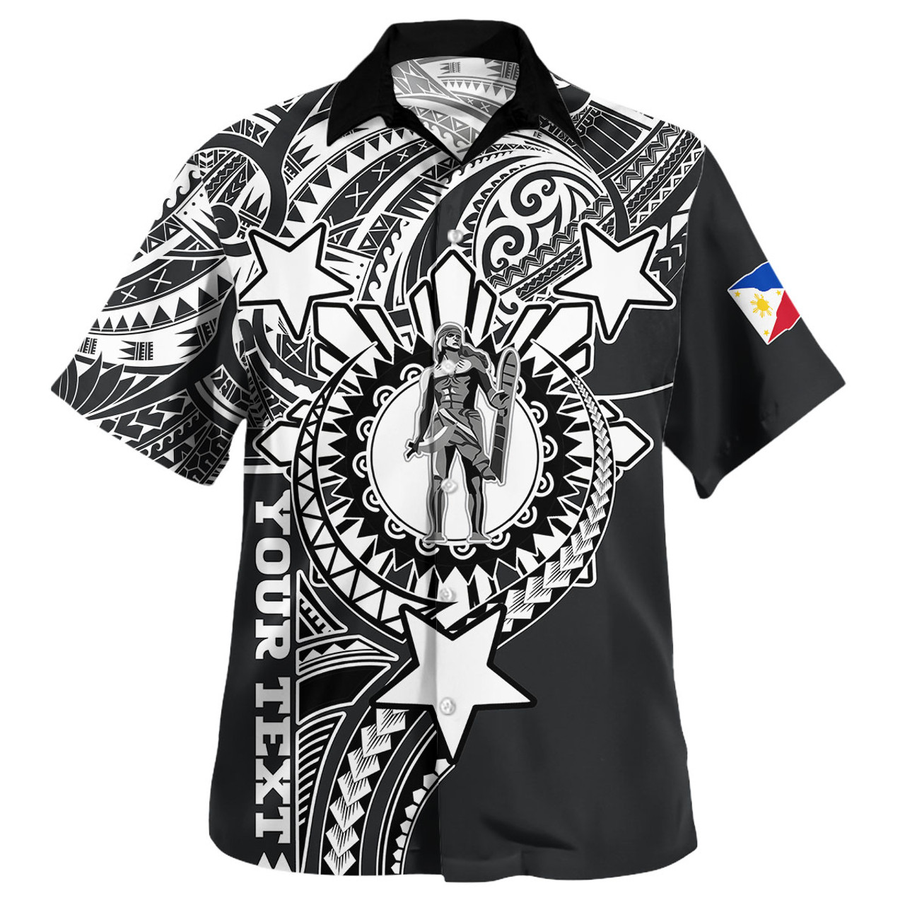 Philippines Custom Hawaiian Shirt - Lapu-Lapu The King Of Cebu Polynesian Black Style