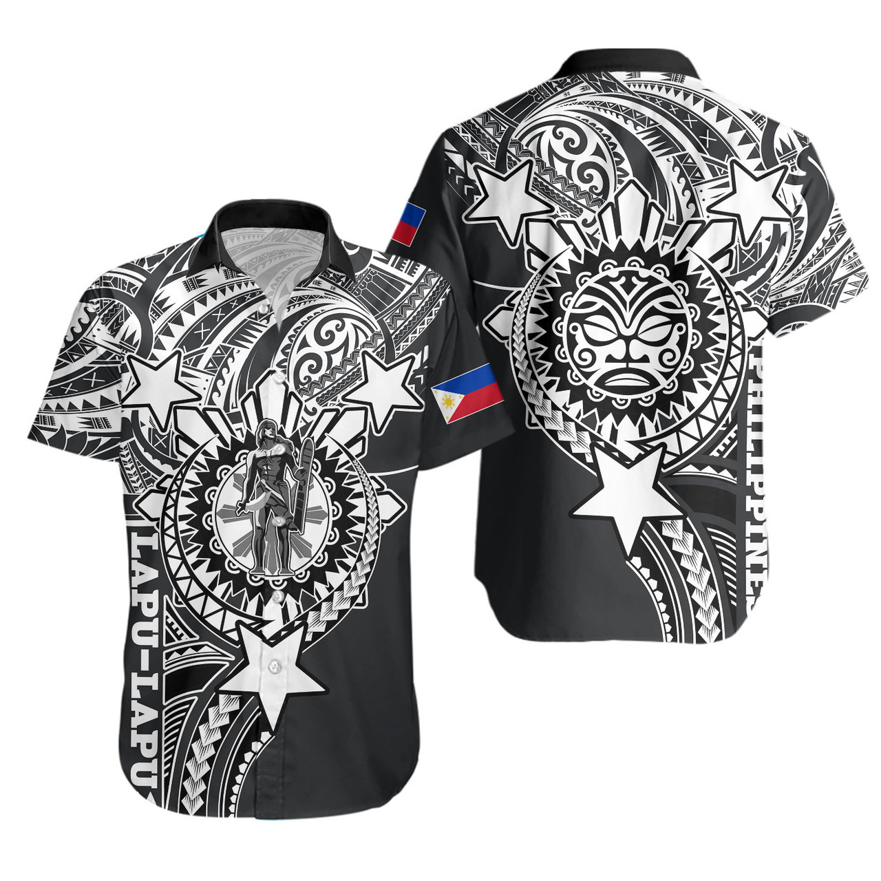 Philippines Custom Short Sleeve Shirt - Lapu-Lapu The King Of Cebu Polynesian Black Style