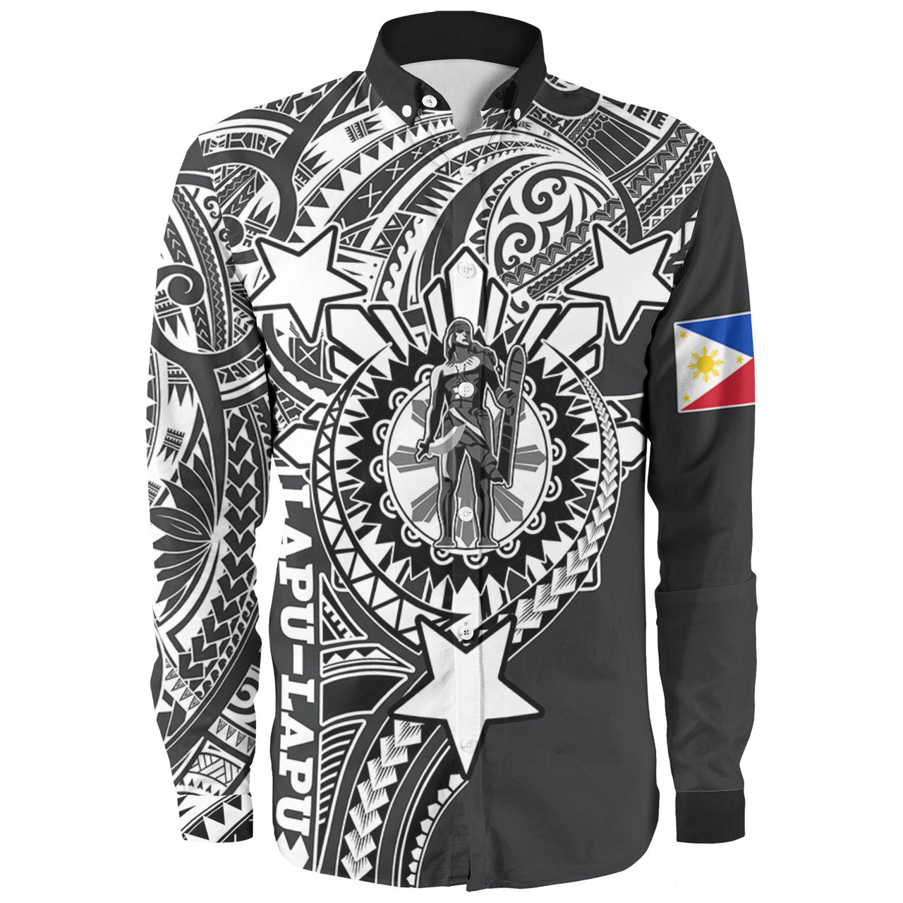 Philippines Custom Long Sleeve Shirt - Lapu-Lapu The King Of Cebu Polynesian Black Style