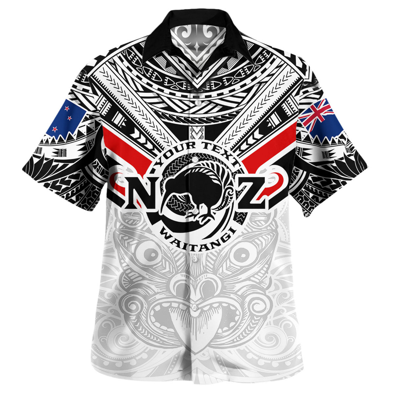 New Zealand Waitangi Day Hawaiian Shirt - New Zealand Kiwi Fern With Maori Koru Spiral White