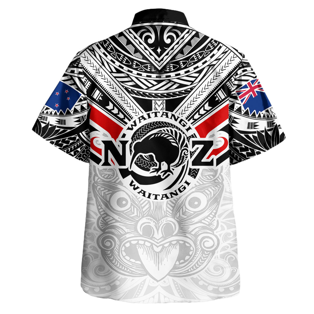 New Zealand Waitangi Day Hawaiian Shirt - New Zealand Kiwi Fern With Maori Koru Spiral White