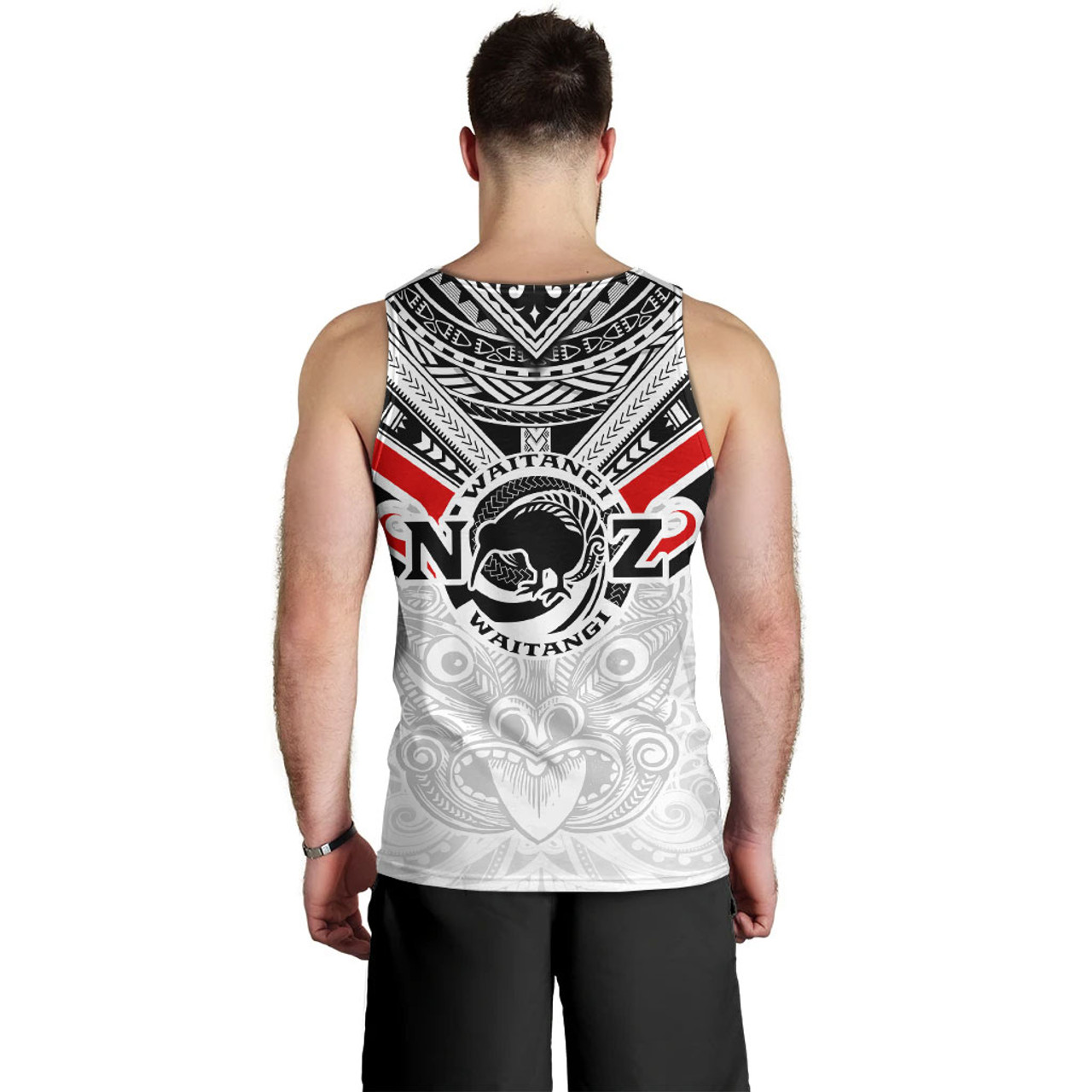 New Zealand Waitangi Day Men Tank Top - New Zealand Kiwi Fern With Maori Koru Spiral White