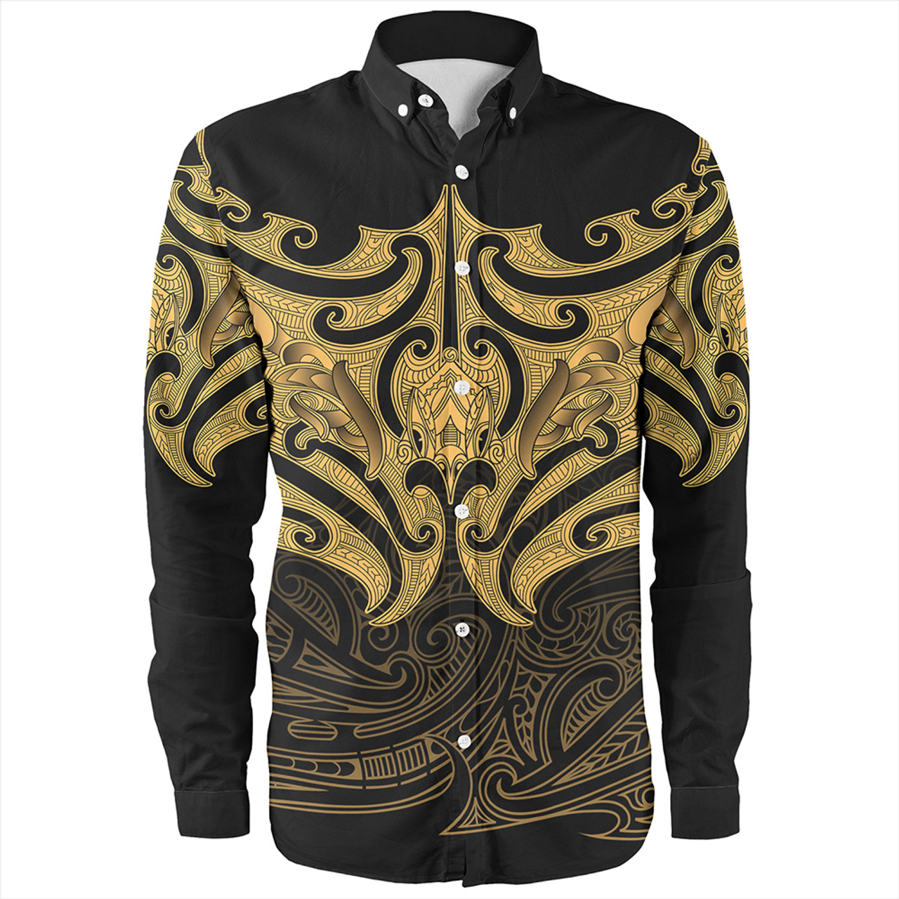 New Zealand Long Sleeve Shirt Maori Gold Pattern