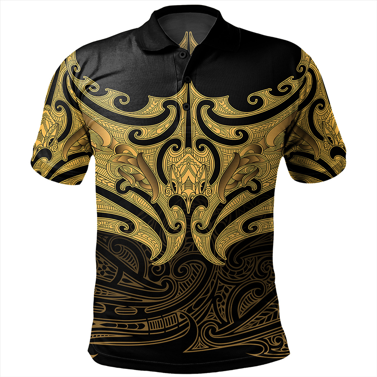 New Zealand Polo Shirt Maori Gold Pattern