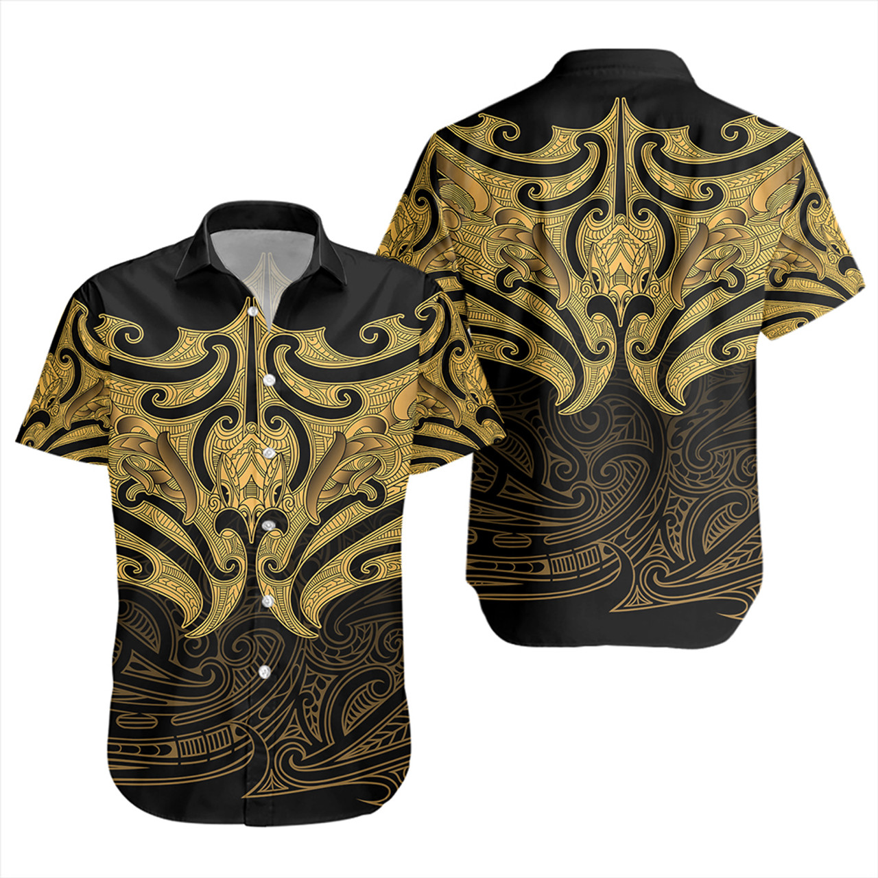 New Zealand Short Sleeve Shirt Maori Gold Pattern