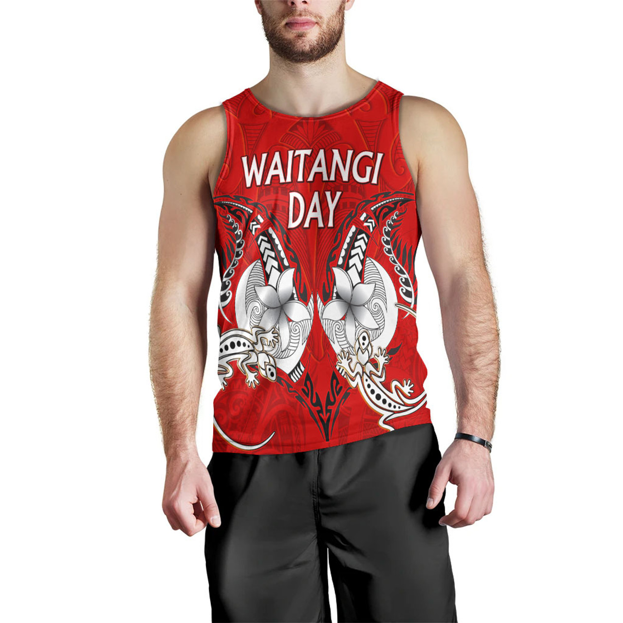 New Zealand Tank Top - Waitangi Day Lizards Maori Patterns