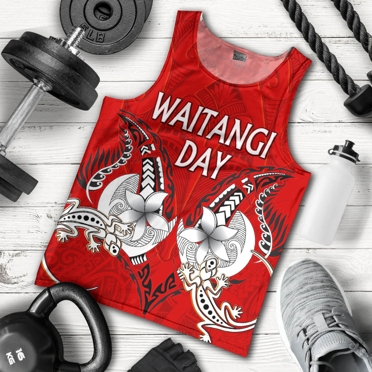 New Zealand Tank Top - Waitangi Day Lizards Maori Patterns