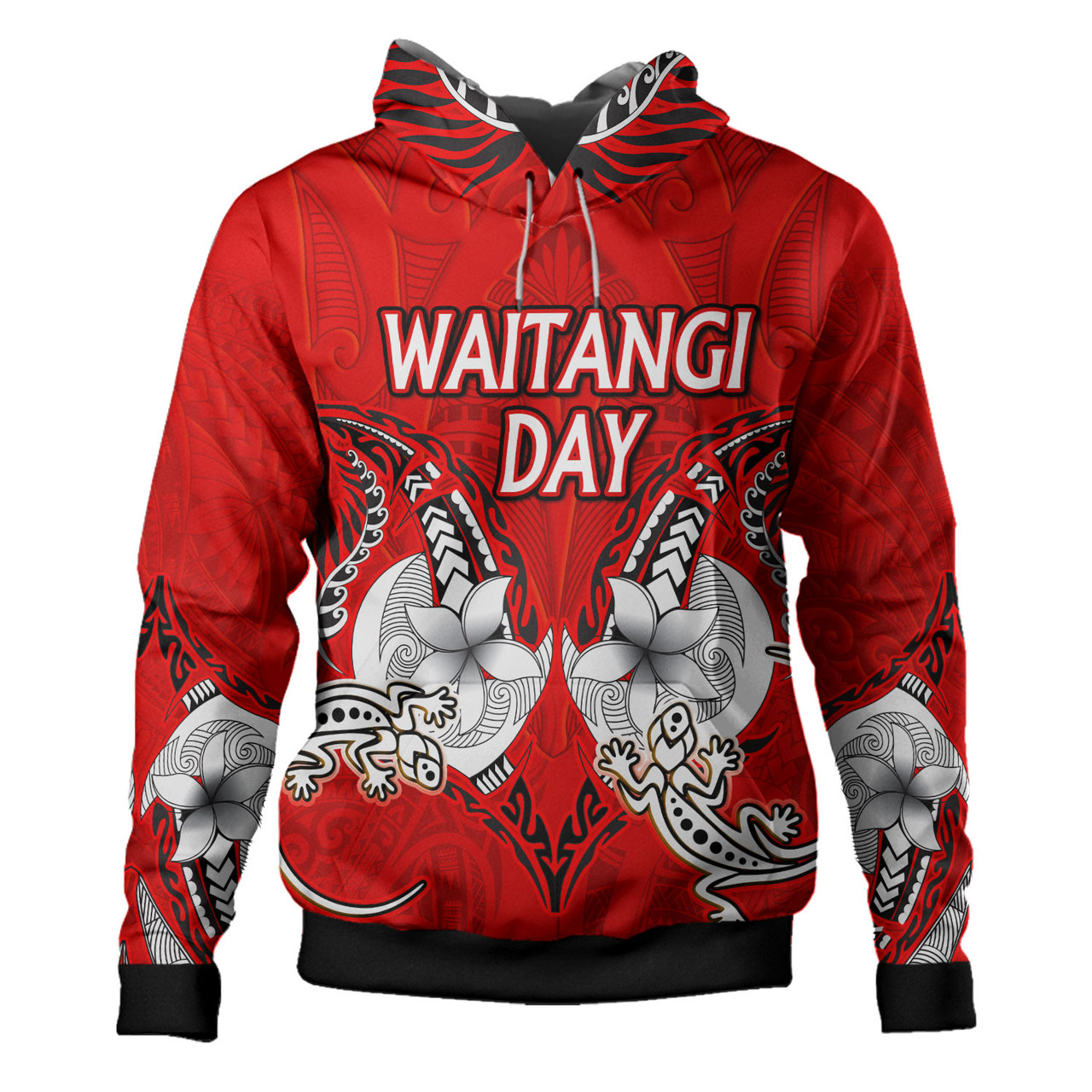 New Zealand Hoodie - Custom Waitangi Day Lizards Maori Patterns