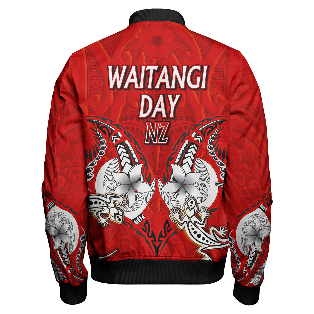 New Zealand Bomber Jacket - Waitangi Day Lizards Maori Patterns