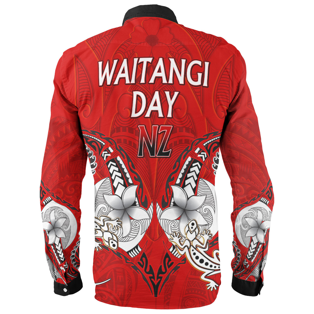New Zealand Long Sleeve Shirt - Waitangi Day Lizards Maori Patterns