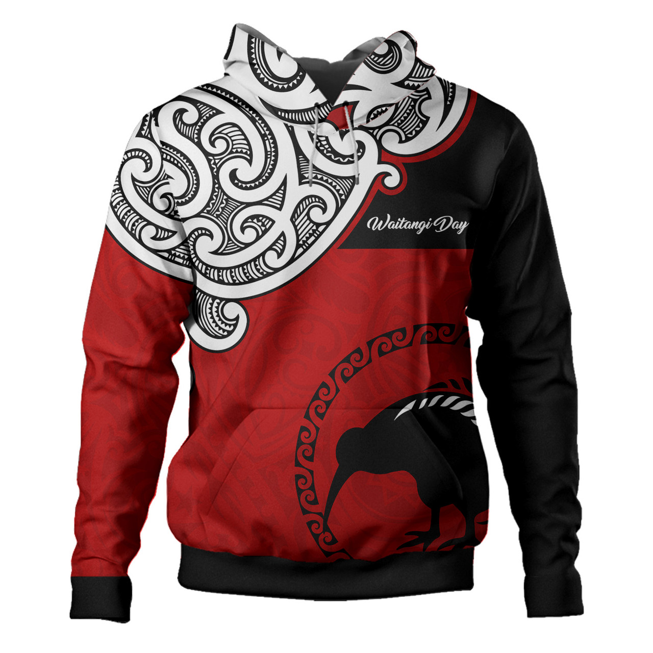 New Zealand Hoodie - Happy Waitangi Day Kiwi Bird and Maori Traditional