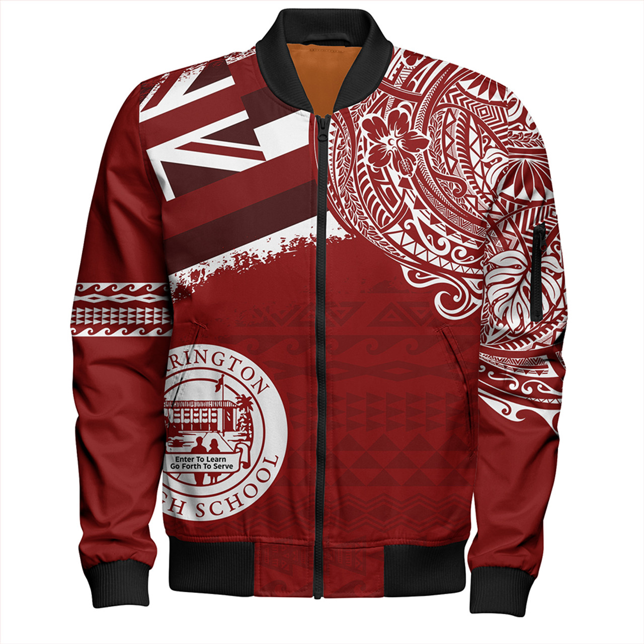 Hawaii Bomber Jacket Farrington High School Flag With Crest Style