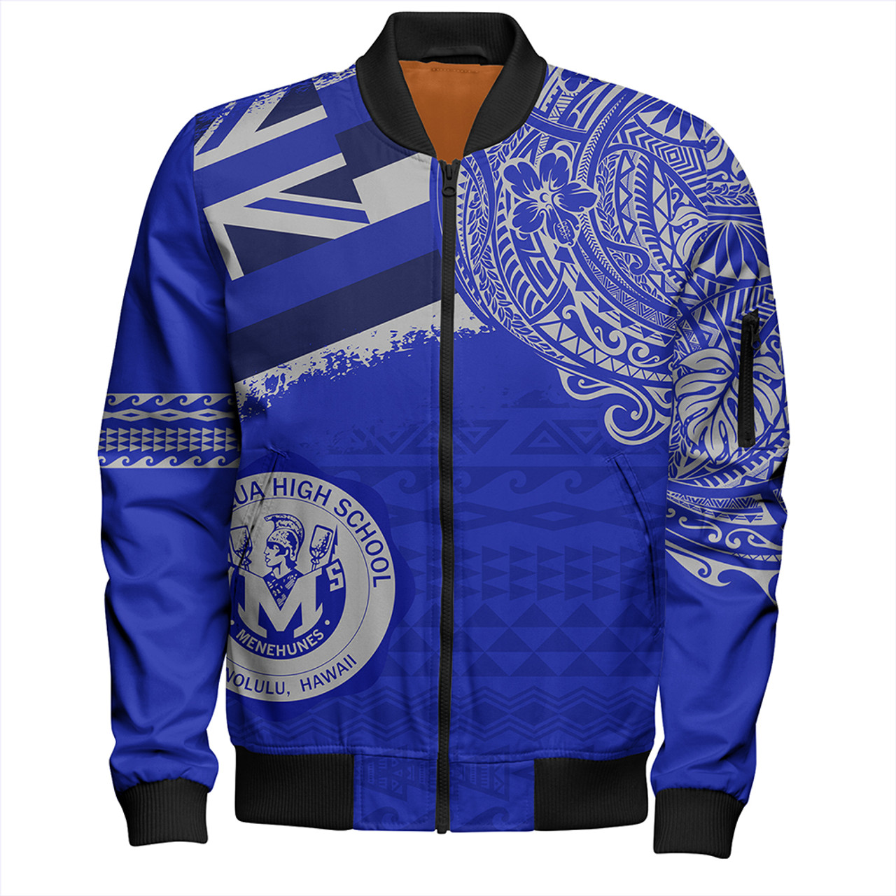 Hawaii Bomber Jacket Moanalua High School Flag With Crest Style