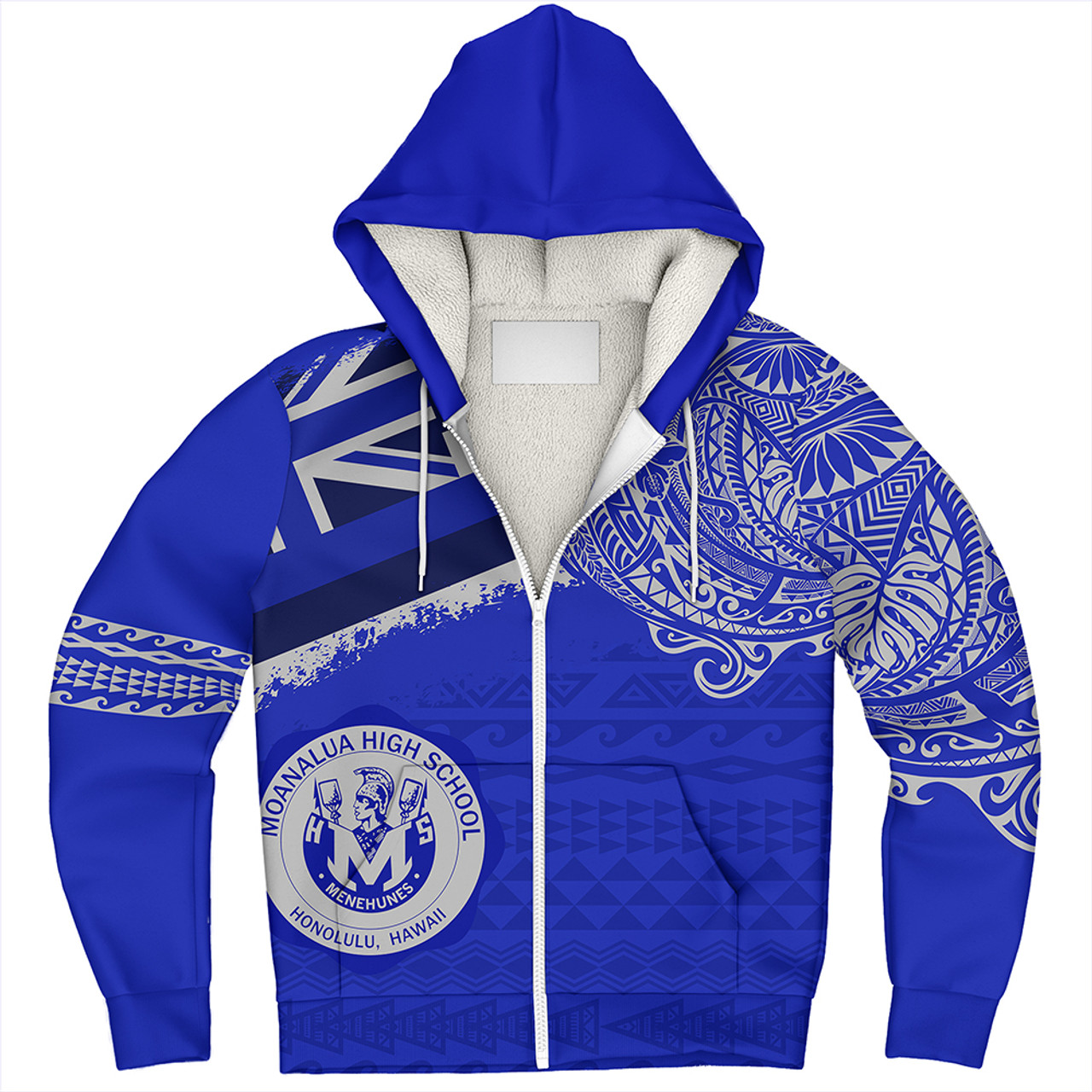 Hawaii Sherpa Hoodie Moanalua High School Flag With Crest Style