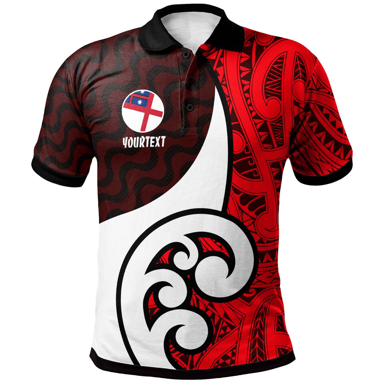 New Zealand Polo Shirt - Custom Flag of the United Tribes of New Zealand Waitangi Day