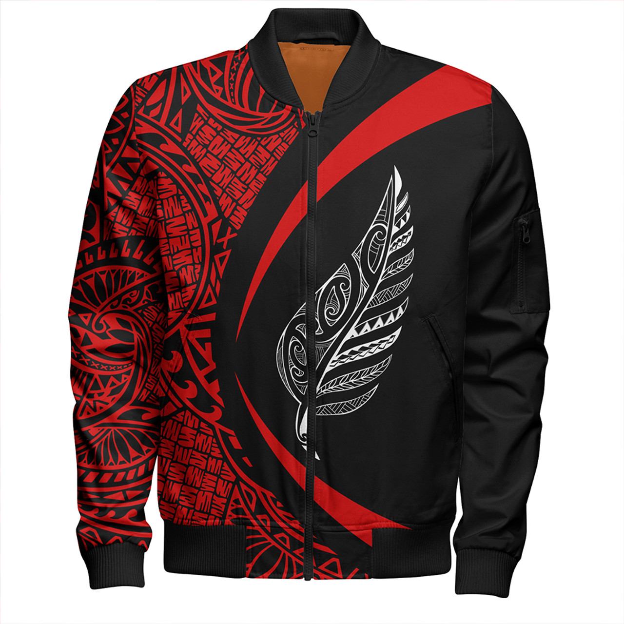 New Zealand Bomber Jacket Silver Fern Maori Flag Lauhala Circle