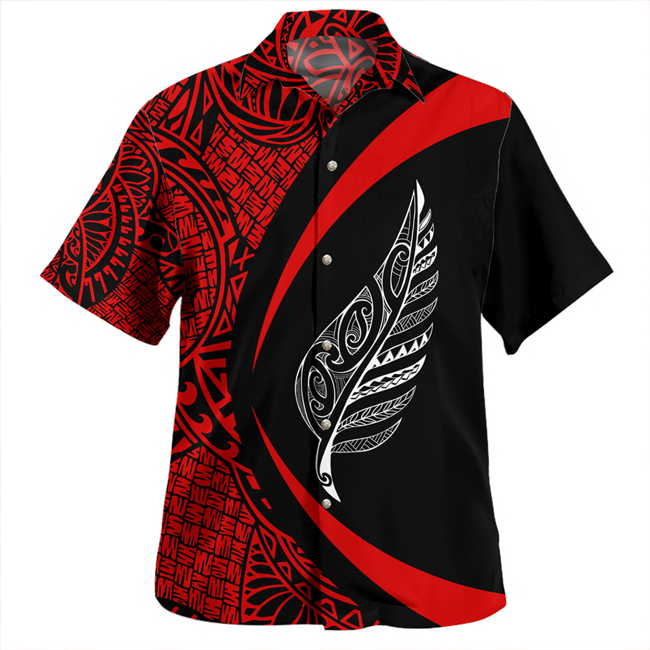 New Zealand Hawaiian Shirt Silver Fern Maori Flag Lauhala Circle