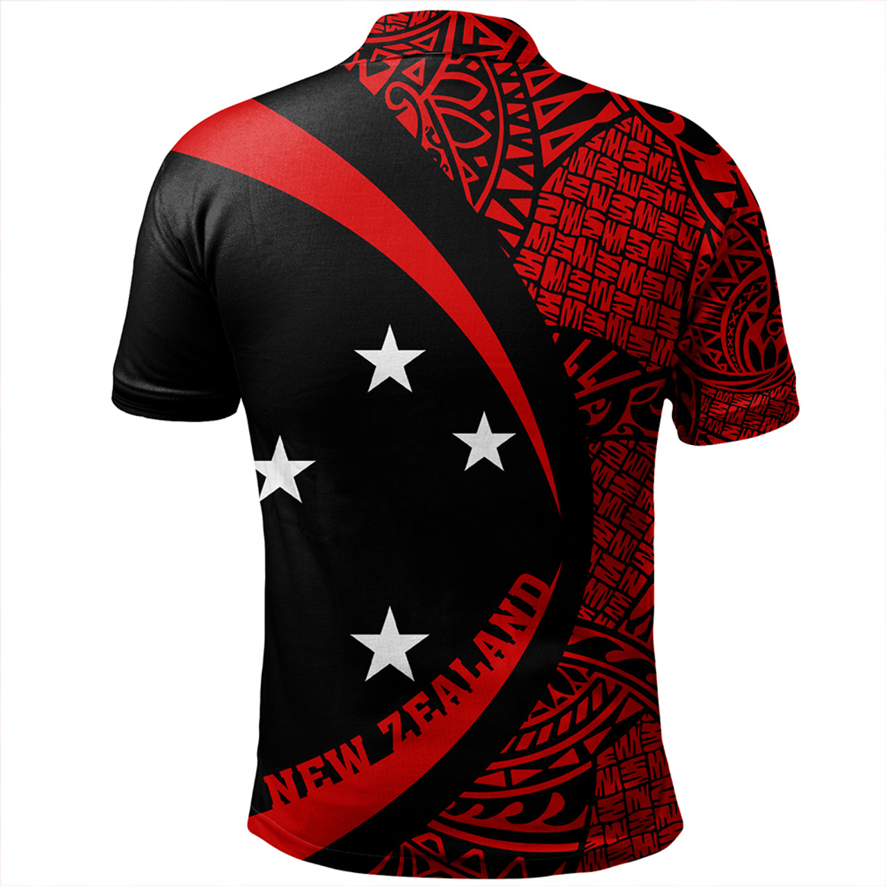 New Zealand Polo Shirt Silver Fern Maori Flag Lauhala Circle